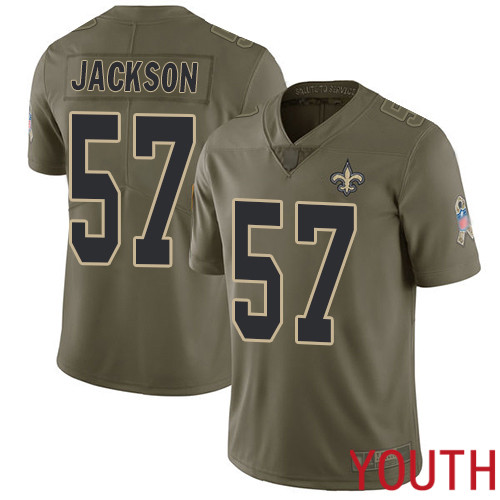 New Orleans Saints Limited Olive Youth Rickey Jackson Jersey NFL Football #57 2017 Salute to Service Jersey->youth nfl jersey->Youth Jersey